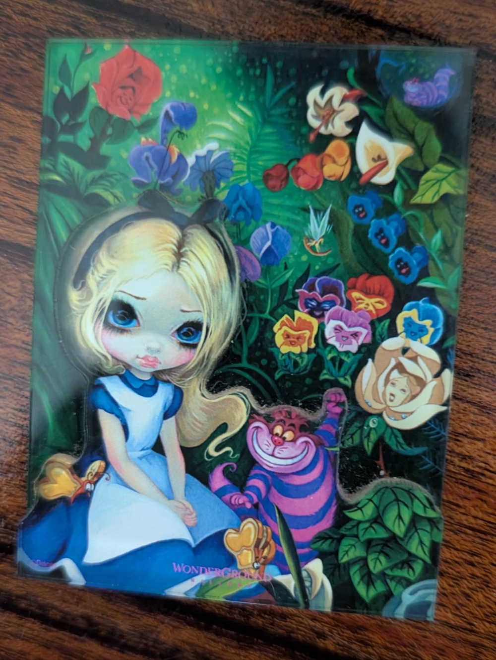Alice in Wonderland Inspired Art Print - Colorful Floral Scene Magnet